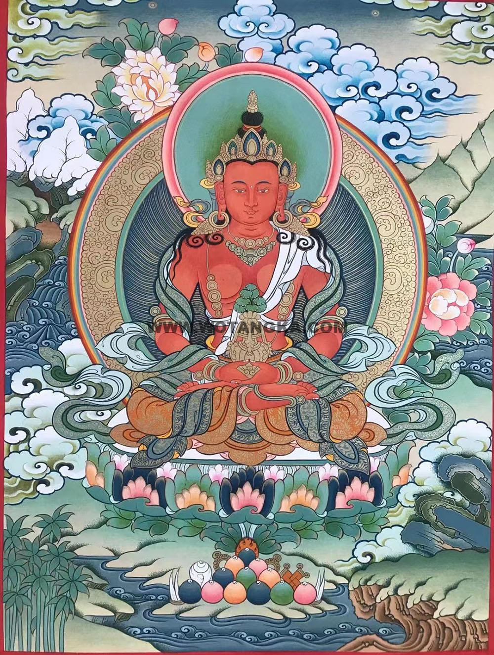 热贡-拉藏·画院:彩绘唐卡-长寿佛(60*45CM左右)