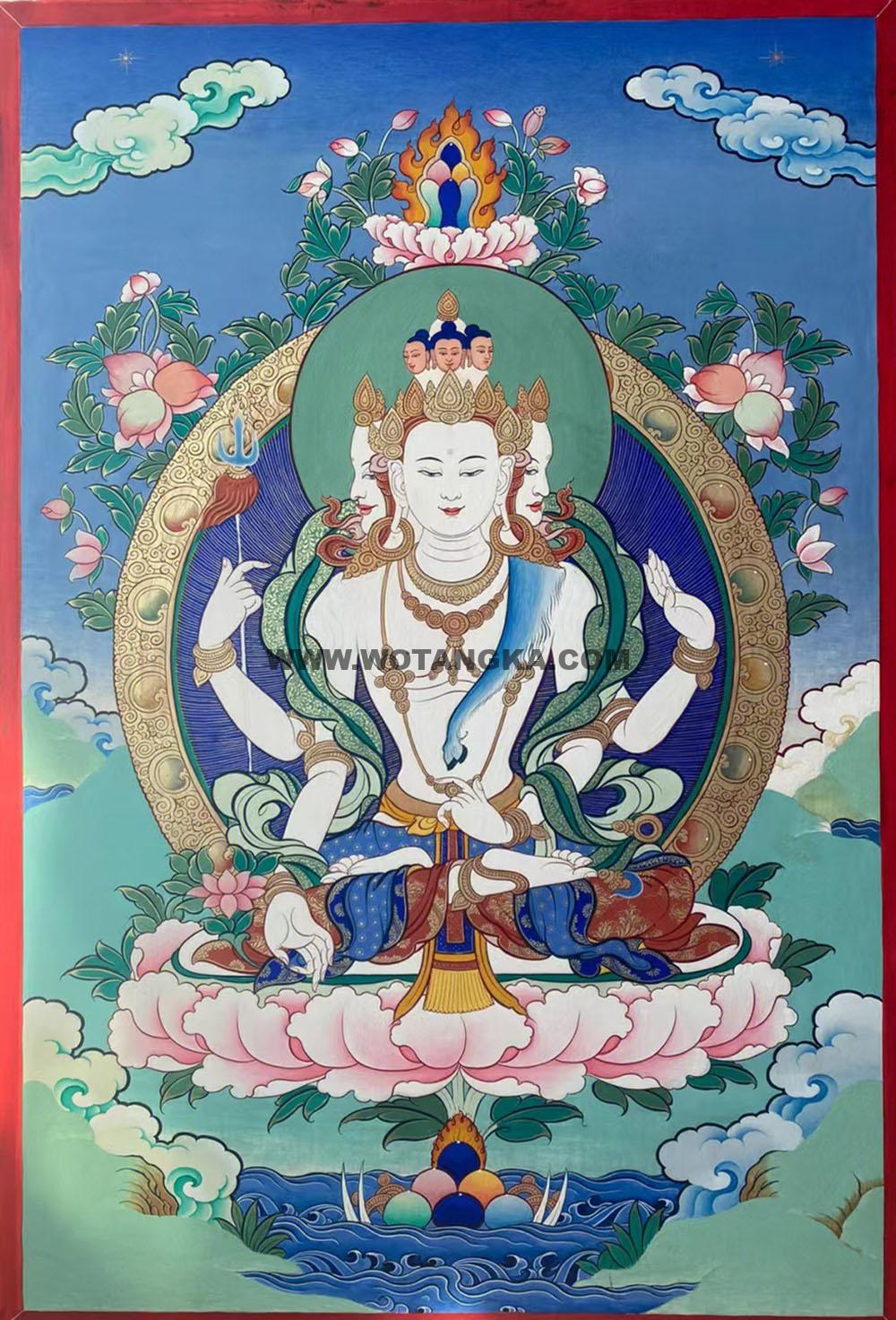 编号188-821819:彩绘唐卡-不空羂索观音菩萨(60*45CM左右)