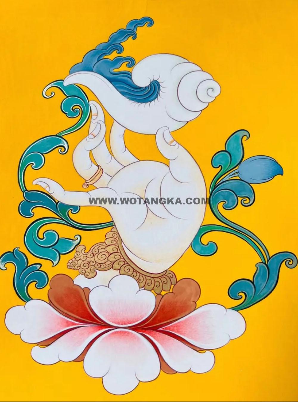 编号188-877645:彩绘唐卡-四臂观音·佛手(30*20CM左右)