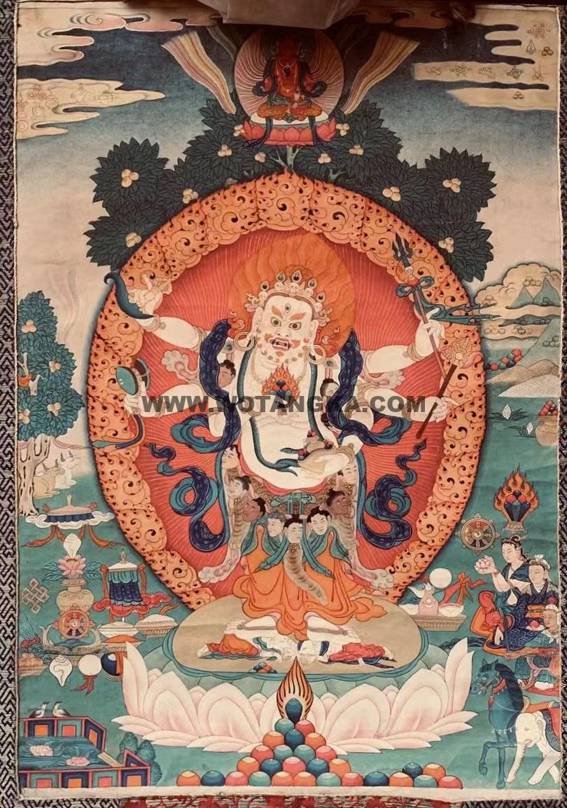 沃唐卡编号AC29031：白六臂玛哈嘎拉