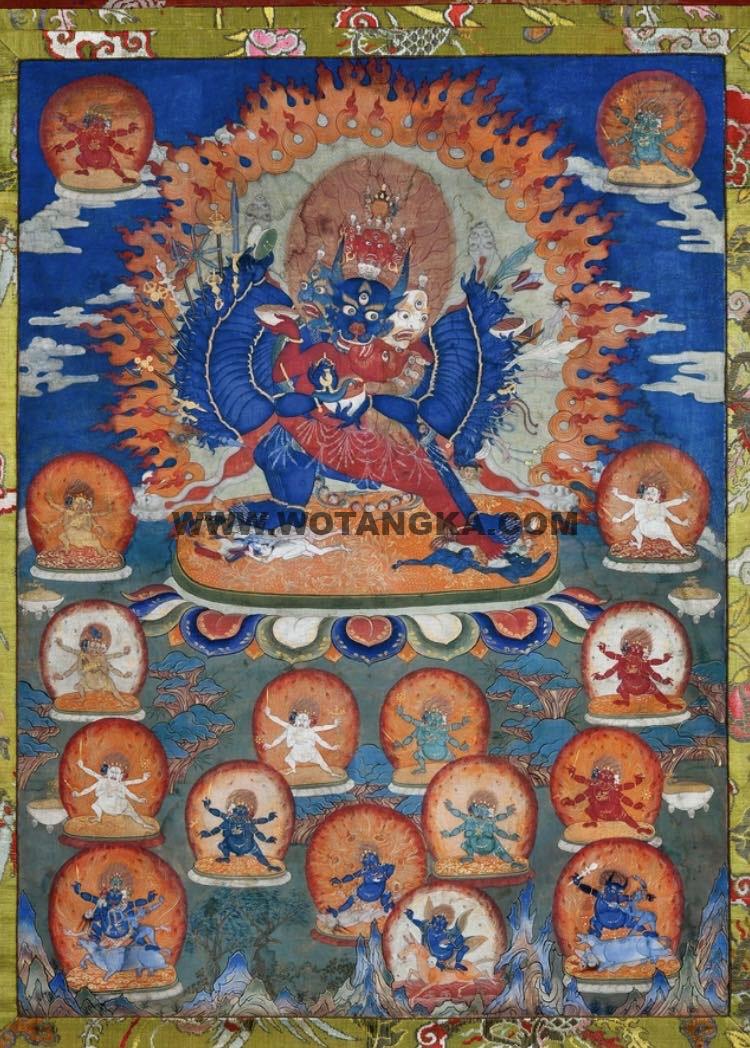 沃唐卡编号AC46578：香巴噶举·怖畏金刚