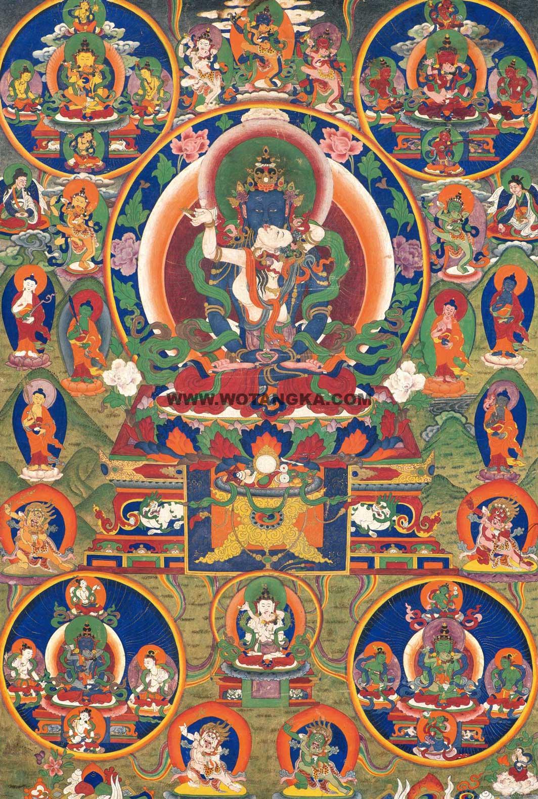 沃唐卡编号AC75467：中阴文武百尊寂静尊