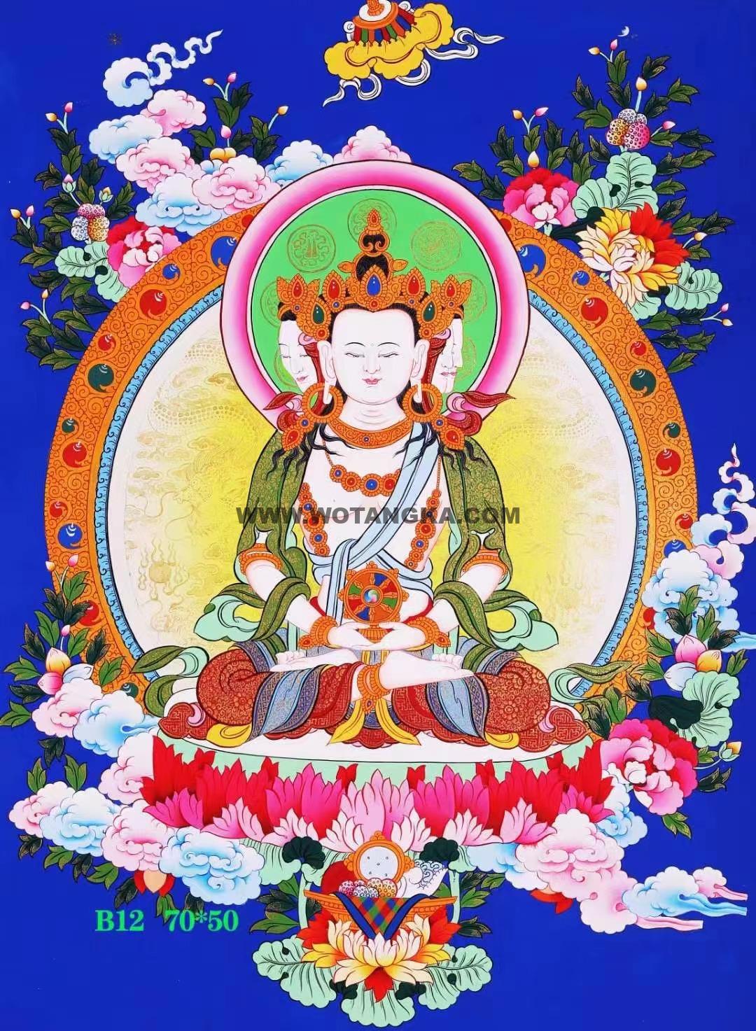 编号138-113792:蓝金唐卡-四面大日如来(70*50CM左右)