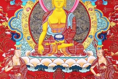 编号138-122799：彩绘唐卡-释迦牟尼佛（75*50CM左右）