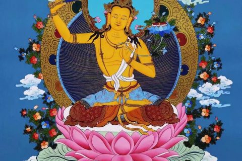 编号138-129948：彩绘唐卡-文殊菩萨（75*52CM左右）