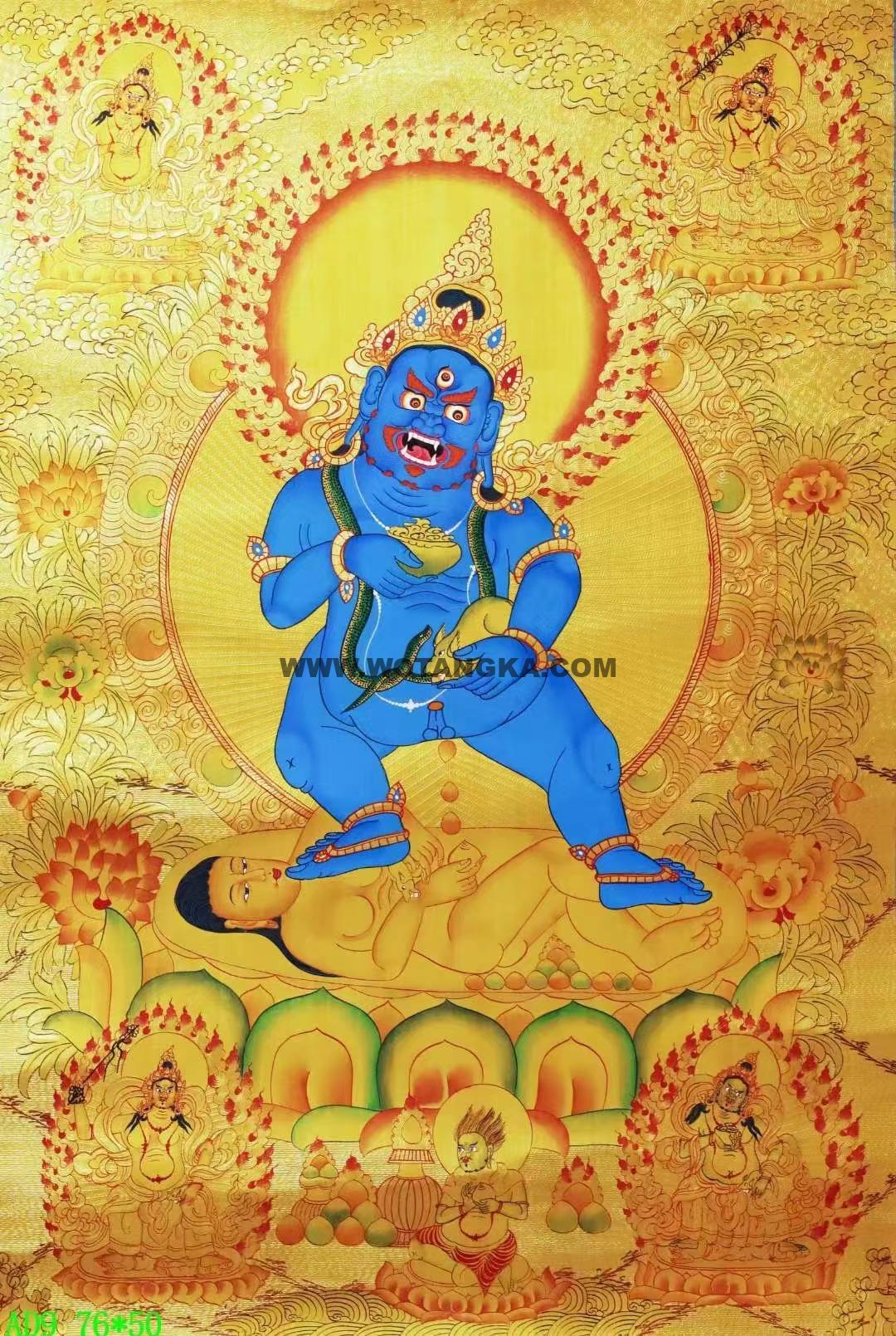 编号138-144545：黄金唐卡-黑财神·五方财神（76*50CM左右）