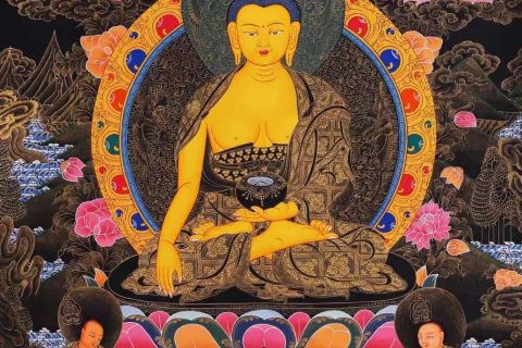 编号138-146751：黑金唐卡-释迦牟尼佛（96*70CM左右）
