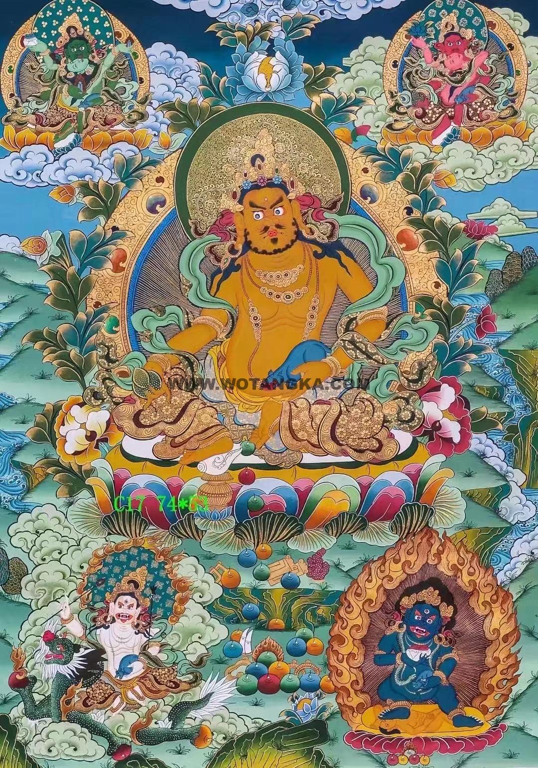 编号138-147204:彩绘唐卡-五方财神(74*53CM左右)