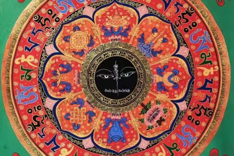 编号138-215928：彩绘唐卡-吉祥八宝坛城（70*70CM左右）