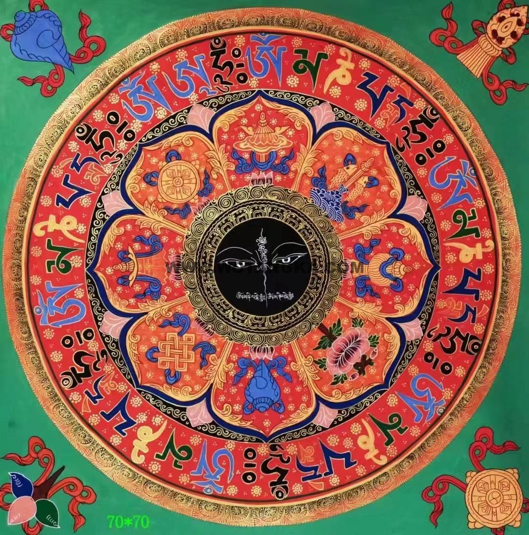 编号138-215928：彩绘唐卡-吉祥八宝坛城（70*70CM左右）