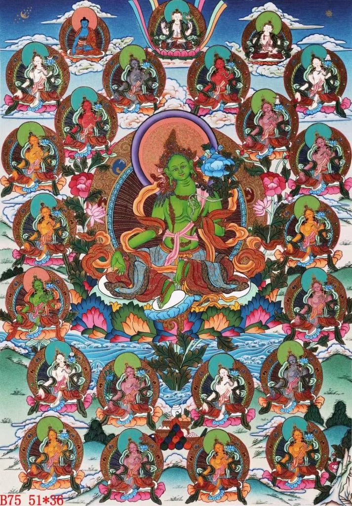 编号138-222533：彩绘唐卡-二十一度母（51*36CM左右）