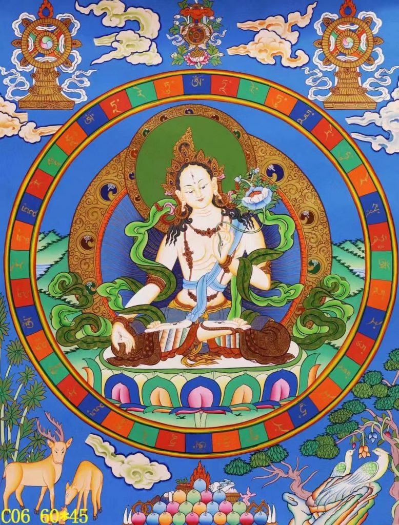 编号138-239680：彩绘唐卡-白度母（60*45CM左右）