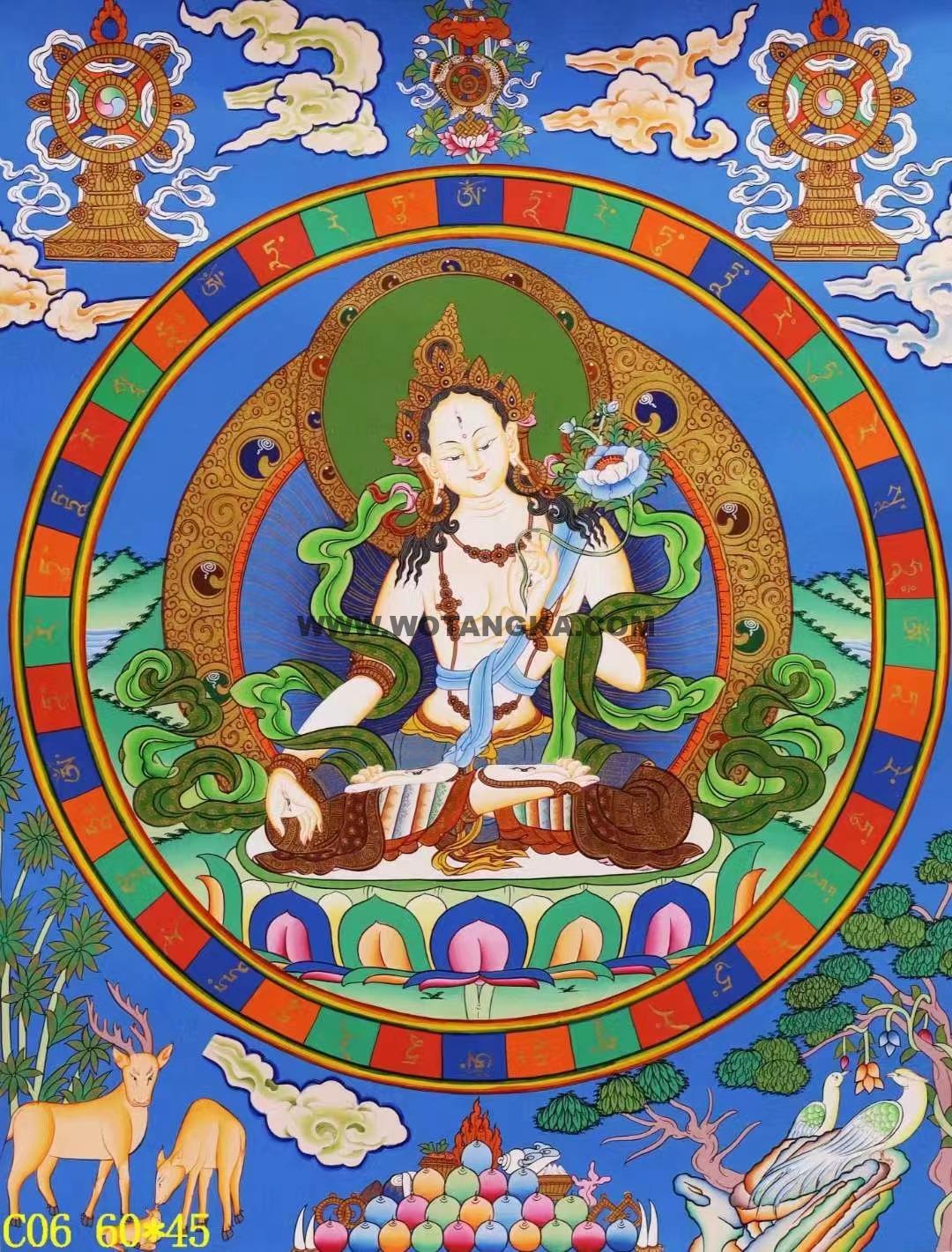 编号138-239680：彩绘唐卡-白度母（60*45CM左右）