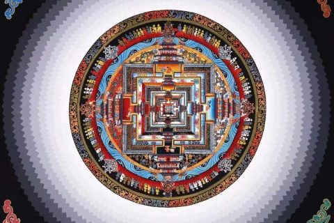 编号138-283431：彩绘唐卡-时轮金刚坛城（40*40CM左右）