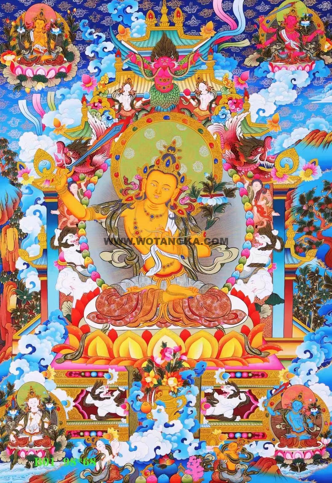 编号138-325339：彩绘唐卡-文殊菩萨·五部文殊（98*68CM左右）