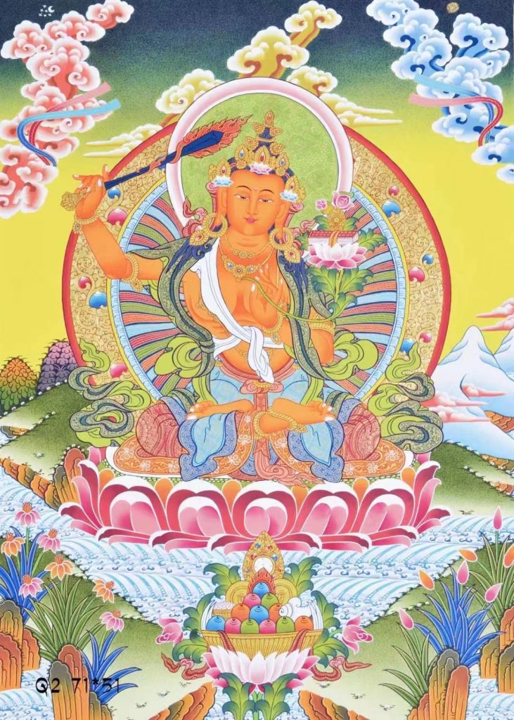 编号138-354190：彩绘唐卡-文殊菩萨（71*51CM左右）