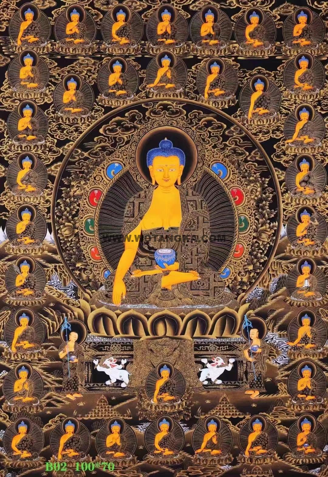 编号138-397850:黑金唐卡-释迦牟尼佛·三十五佛(100*70CM左右)