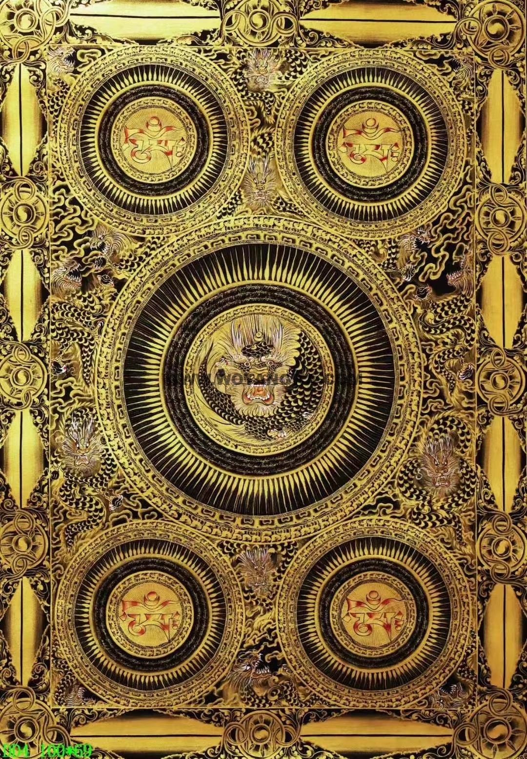 编号138-466544：黑金唐卡-冥想龙坛城（100*69CM左右）