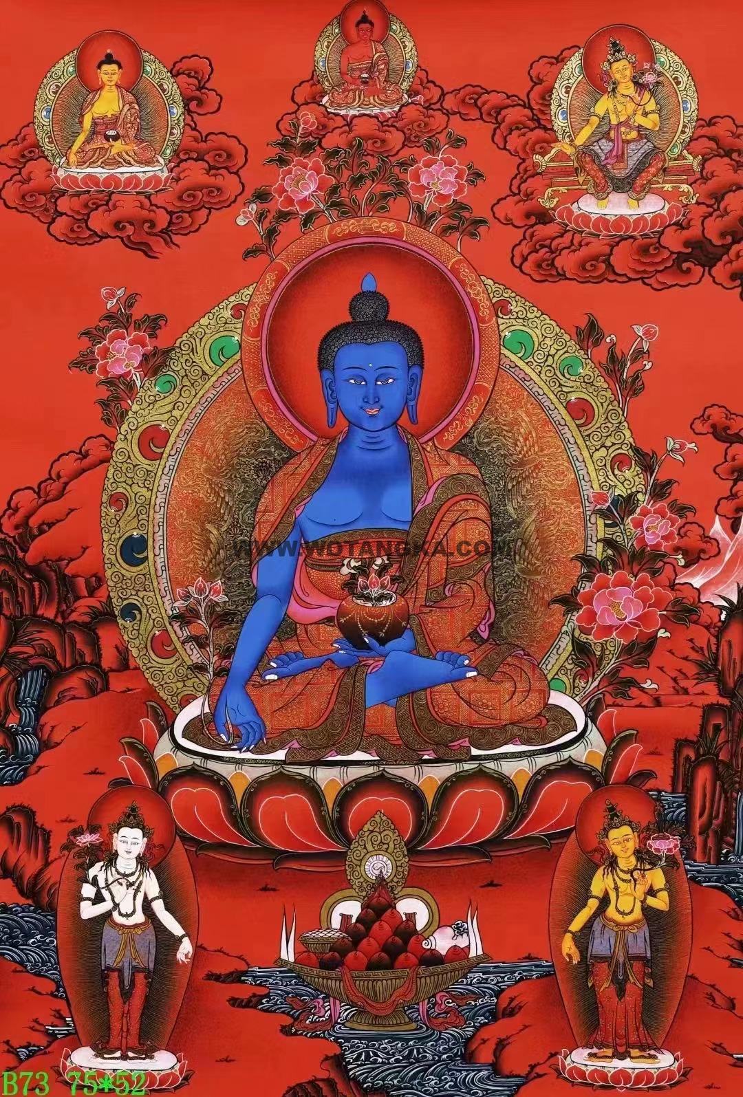 编号138-472380：红金唐卡-药师佛（75*52CM左右）