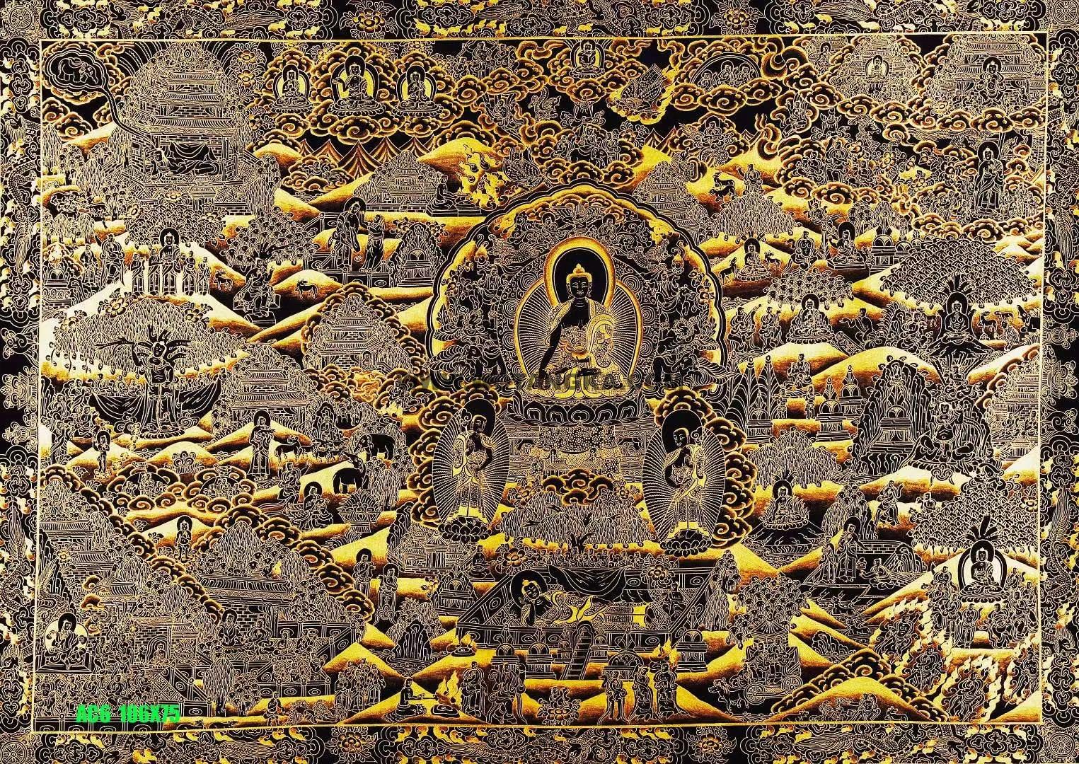 编号138-487016:黑金唐卡-释迦牟尼佛成道图(75*106CM左右)