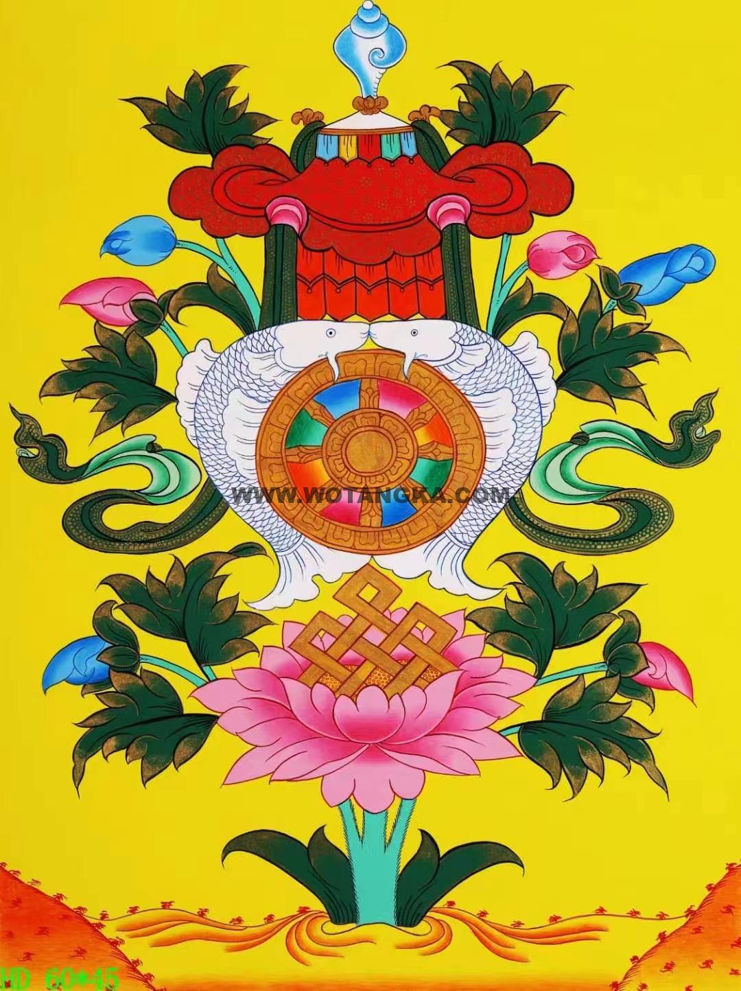 编号138-514190:彩绘唐卡-吉祥八宝(60*45CM左右)