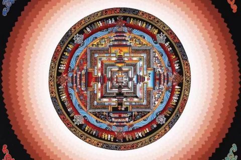 编号138-521198：彩绘唐卡-时轮金刚坛城（40*40CM左右）