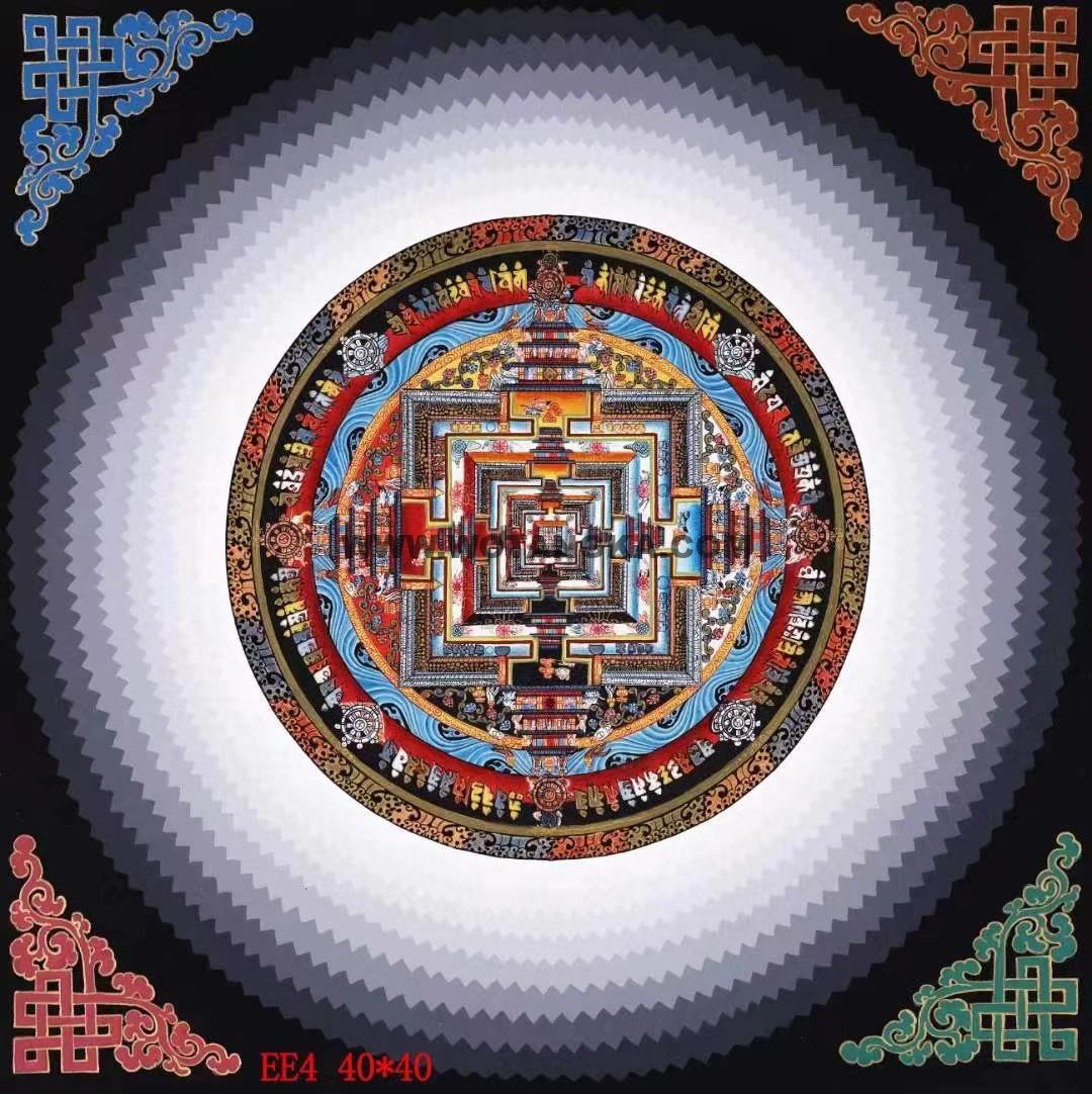 编号138-574393：彩绘唐卡-时轮金刚坛城（40*40CM左右）