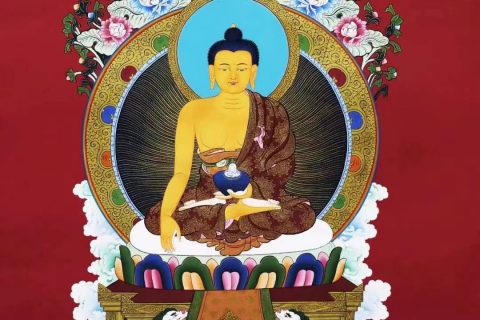 编号138-582720：红金唐卡-释迦牟尼佛（76*53CM左右）