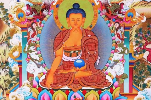 编号138-609772：彩绘唐卡-释迦牟尼佛（99*68CM左右）