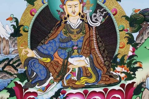 编号138-626685：彩绘唐卡-莲花生大士（60*45CM左右）