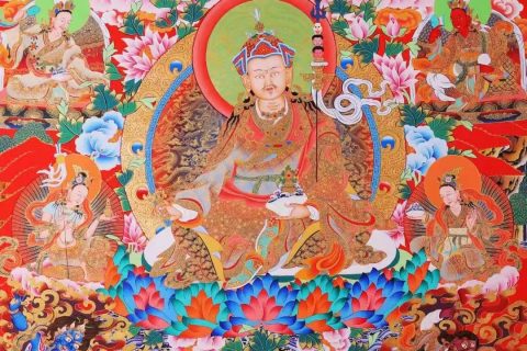 编号138-665007：彩绘唐卡-莲花生大士（139*100CM左右）
