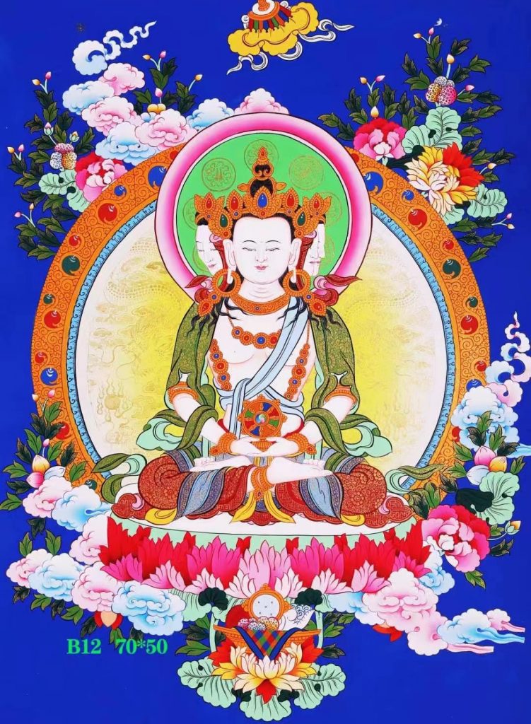 编号138-665237：蓝金唐卡-四面大日如来（70*50CM左右）
