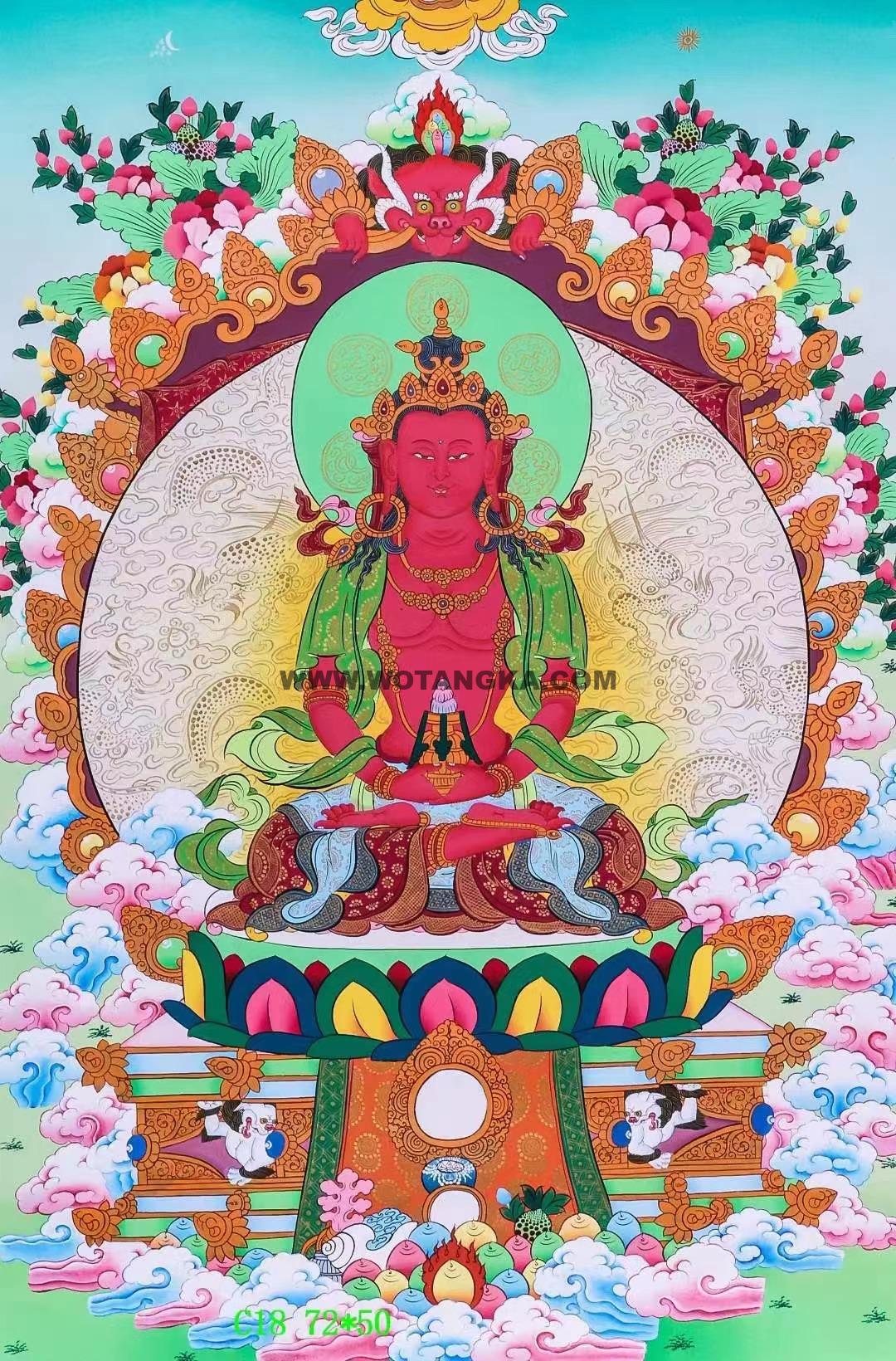 编号138-703334:彩绘唐卡-长寿佛(72*50CM左右)
