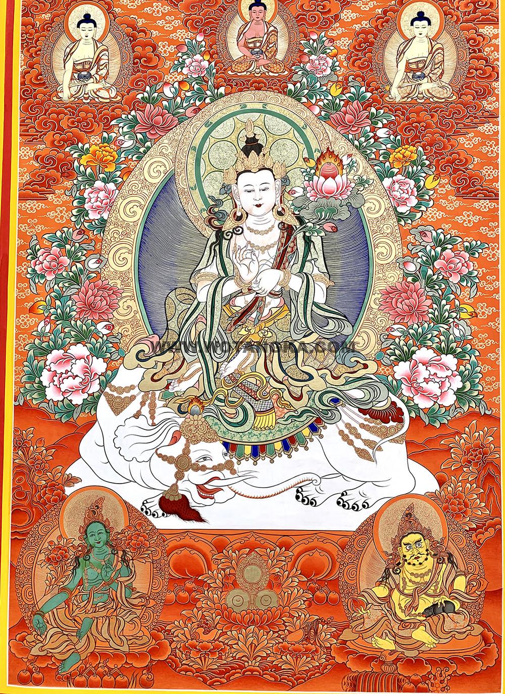 热贡-完德才让·画院:红金唐卡-普贤菩萨(100*70CM左右)