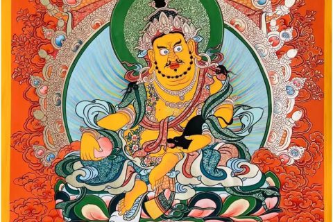 编号188-159401：红金唐卡-黄财神（80*60CM左右）