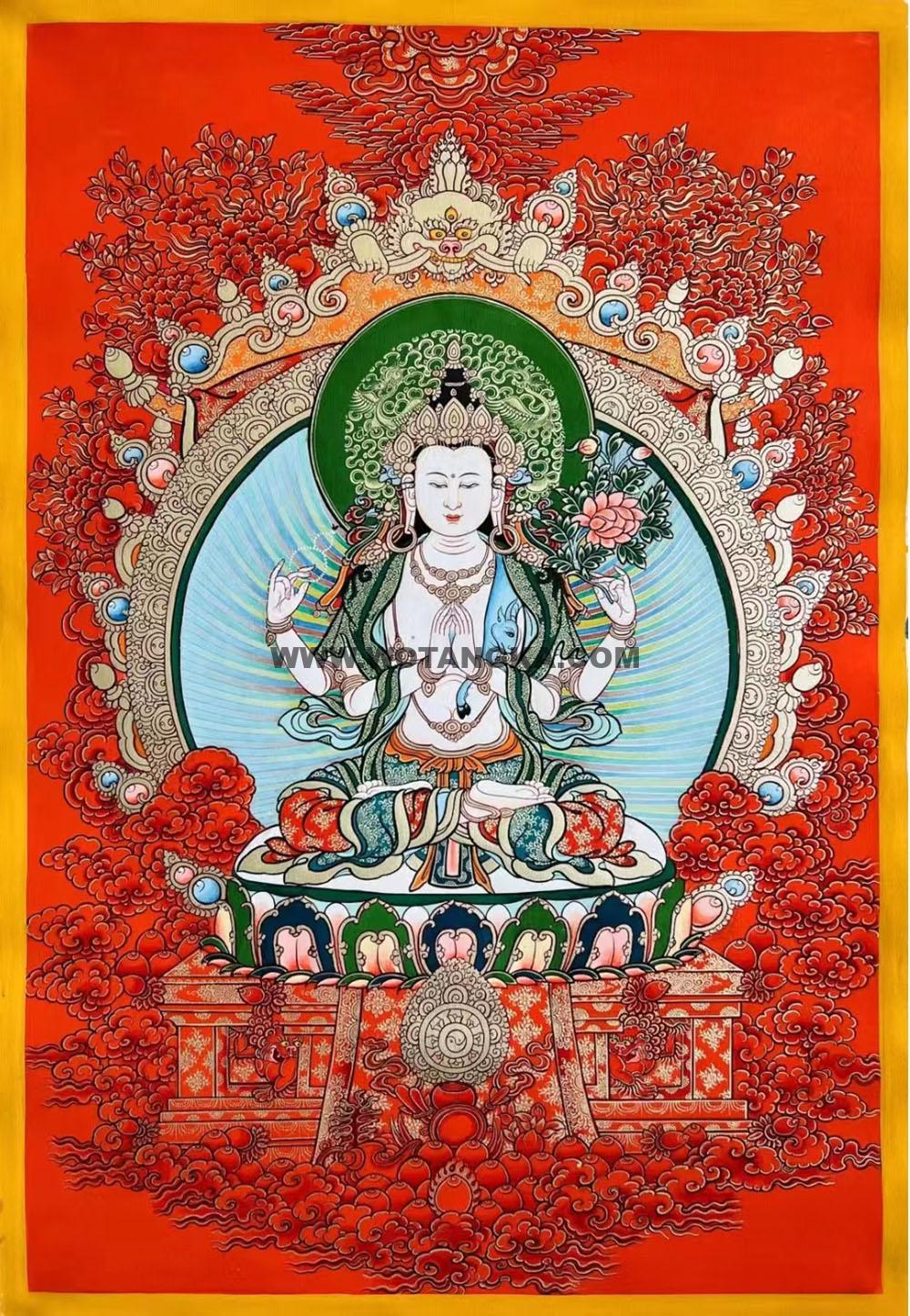 编号188-215323:红金唐卡-四臂观音(80*60CM左右)