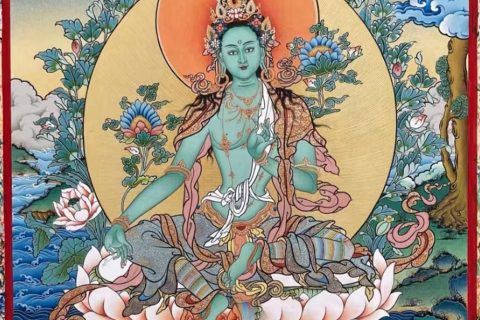 编号188-282224：彩绘唐卡-绿度母（80*60CM左右）