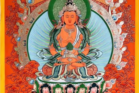 编号188-321122：红金唐卡-长寿佛（80*60CM左右）
