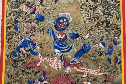 编号188-375737：黑金唐卡-吉祥天母（100*70CM左右）