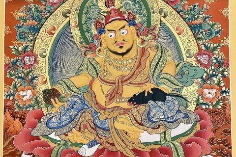 编号188-481214：红金唐卡-黄财神（80*60CM左右）