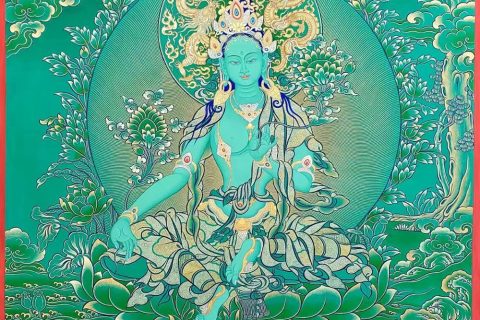 编号188-516255：绿金唐卡-绿度母（80*60CM左右）