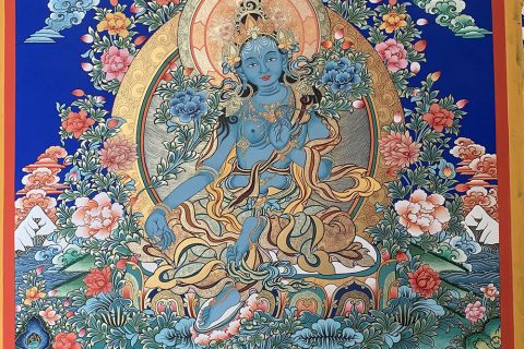 编号188-632809：彩绘唐卡-绿度母（100*70CM左右）