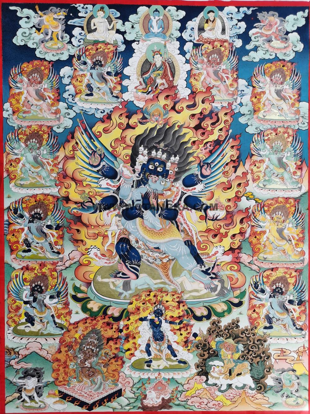 热贡-尼玛顿珠·画院:彩绘唐卡-普巴金刚(120*90CM左右)