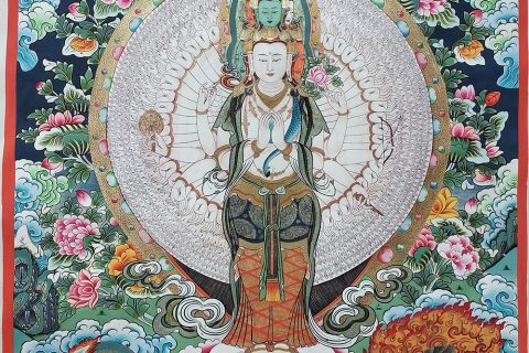 编号188-713836：彩绘唐卡-千手观音·三怙主（100*70CM左右）