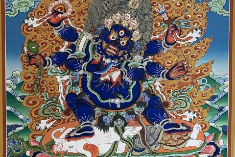 编号188-762301：彩绘唐卡-六臂玛哈嘎拉（100*70CM左右）