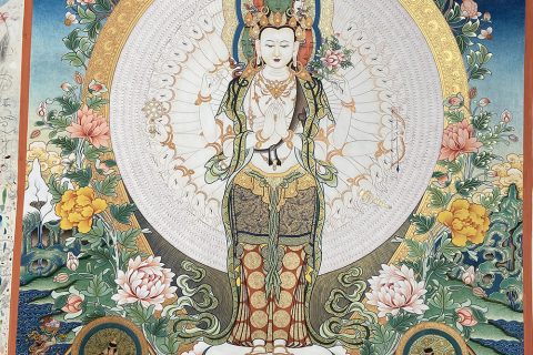 编号188-826599：彩绘唐卡-千手观音·三怙主（107*70CM左右）