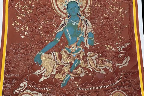 编号188-929576：红金唐卡-绿度母（90*65CM左右）