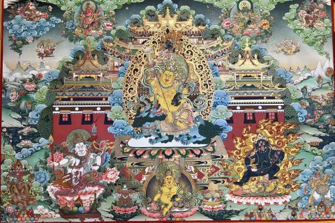 编号188-952176：彩绘唐卡-财宝天王·五方财神（90*135CM左右）