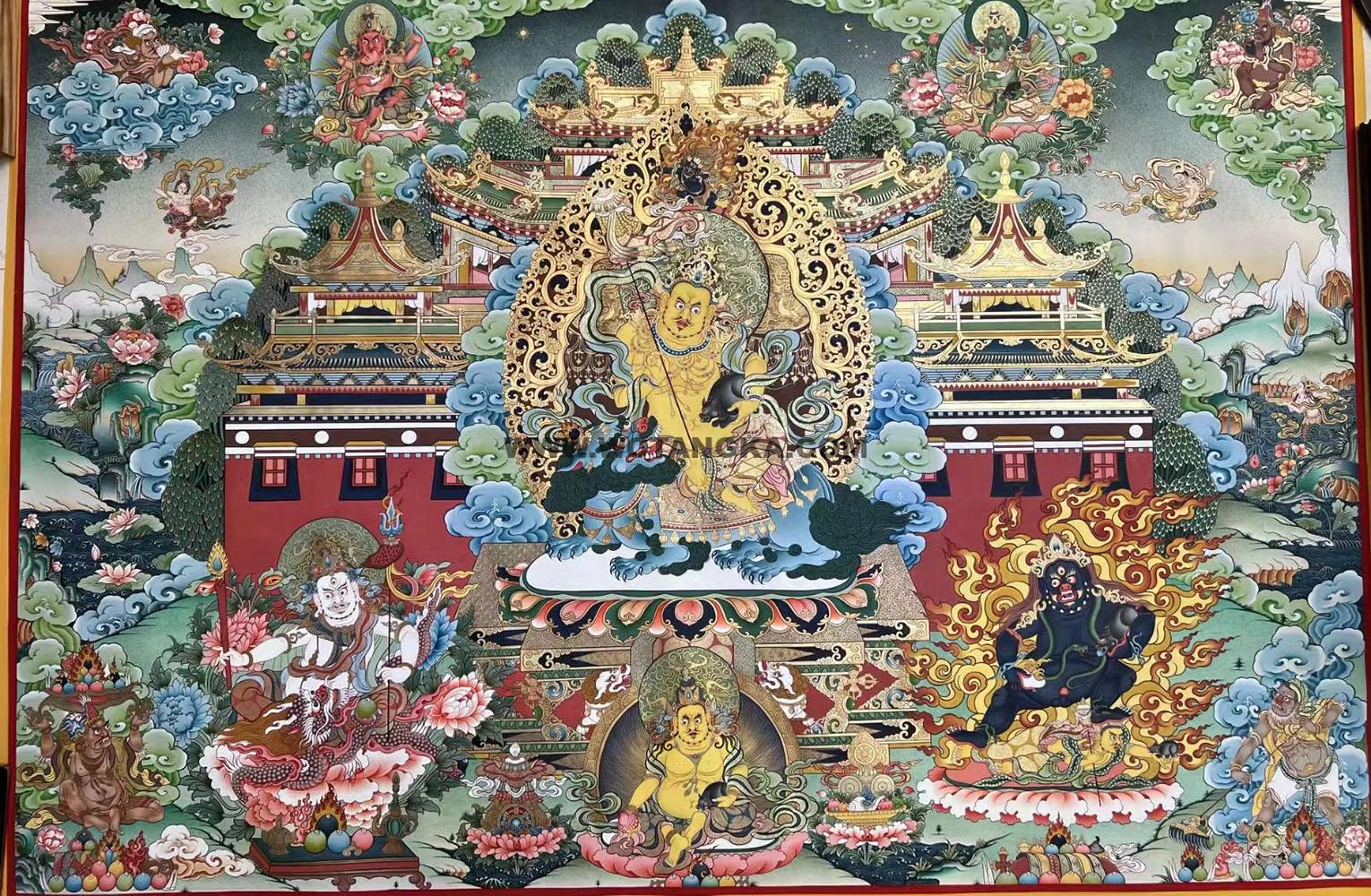 编号188-952176:彩绘唐卡-财宝天王·五方财神(90*135CM左右)