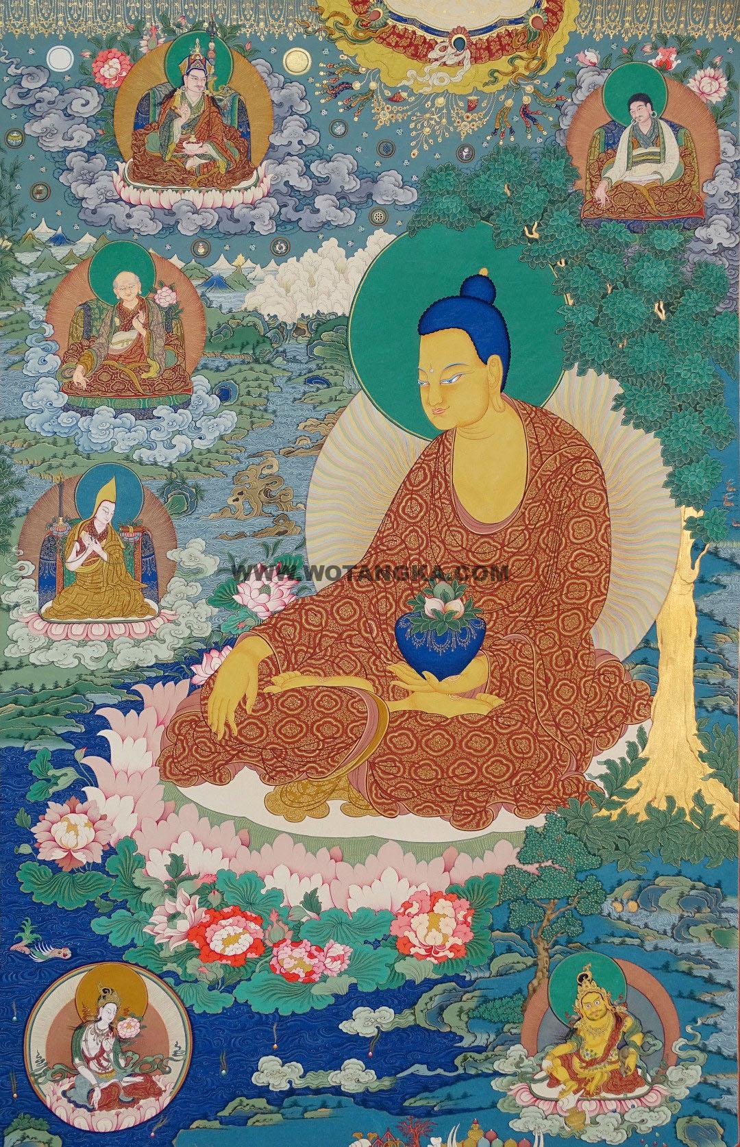 沃唐卡编号AC18423：佛教四大派